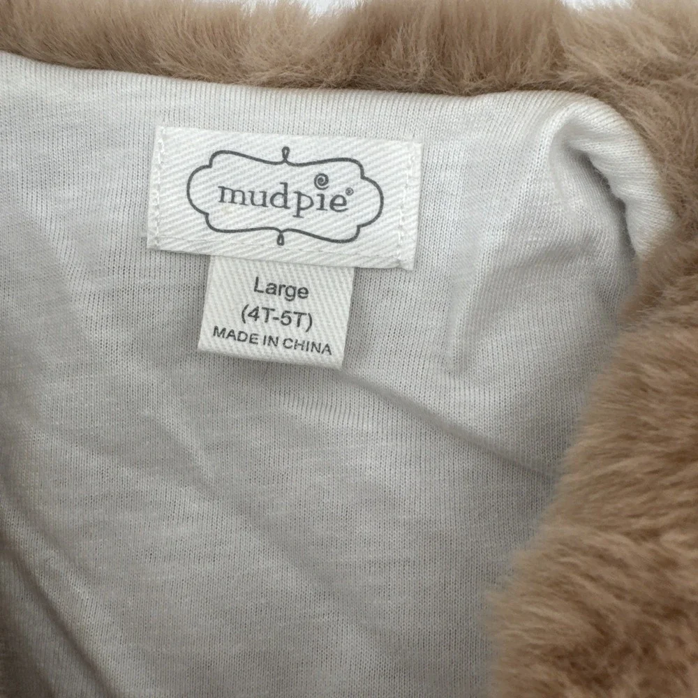 Mud Pie Toddler Girl Tan Fur Vest Size Med 4T-5T Cotton /Poly Blend
